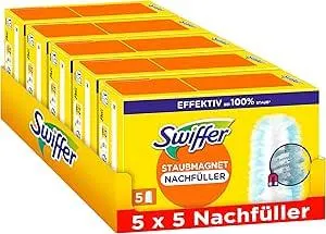 Swiffer Staubmagnet Nachfüllpackung, 25 Tücher (5×5), Fängt Und Schließt 3-mal Mehr Staub Und Haare Ein Als Herkömmliche Staubwedel