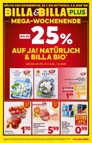 BILLA PLUS Flugblatt von 30. Juli bis 5. August 2026 - Flugblätt seite 1