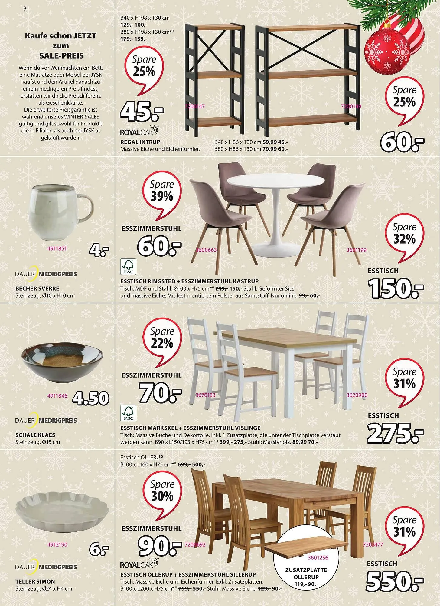 JYSK Flugblatt von 29. November bis 2. Jänner 2024 - Flugblätt seite  8