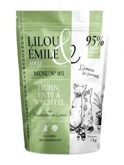 Lilou & Émile Adult Menu No. 103 2kg Beutel mit Wachtel, Huhn und Ente