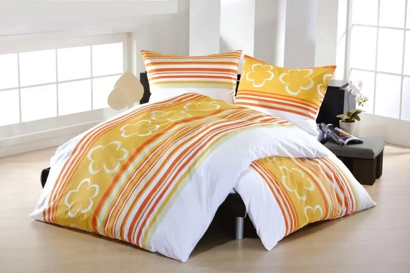 GERALD WITTMANN Stilvolle Bettwäsche in Glatt-Renforcé Orange gemustert | 70 x 90 / 140 x 200 cm