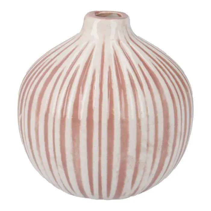 Vase Muster, Rillen/rosa, 8 cm