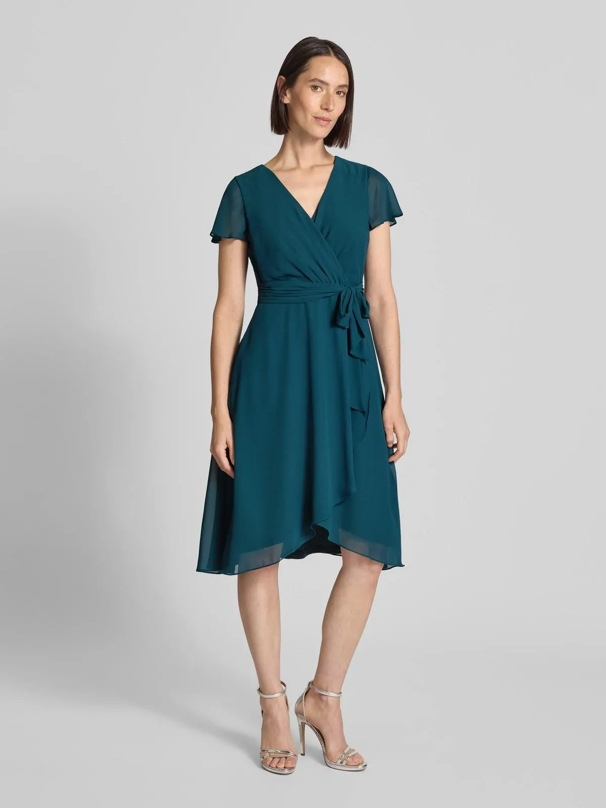 Cocktailkleid in Wickel-Optik in lagune