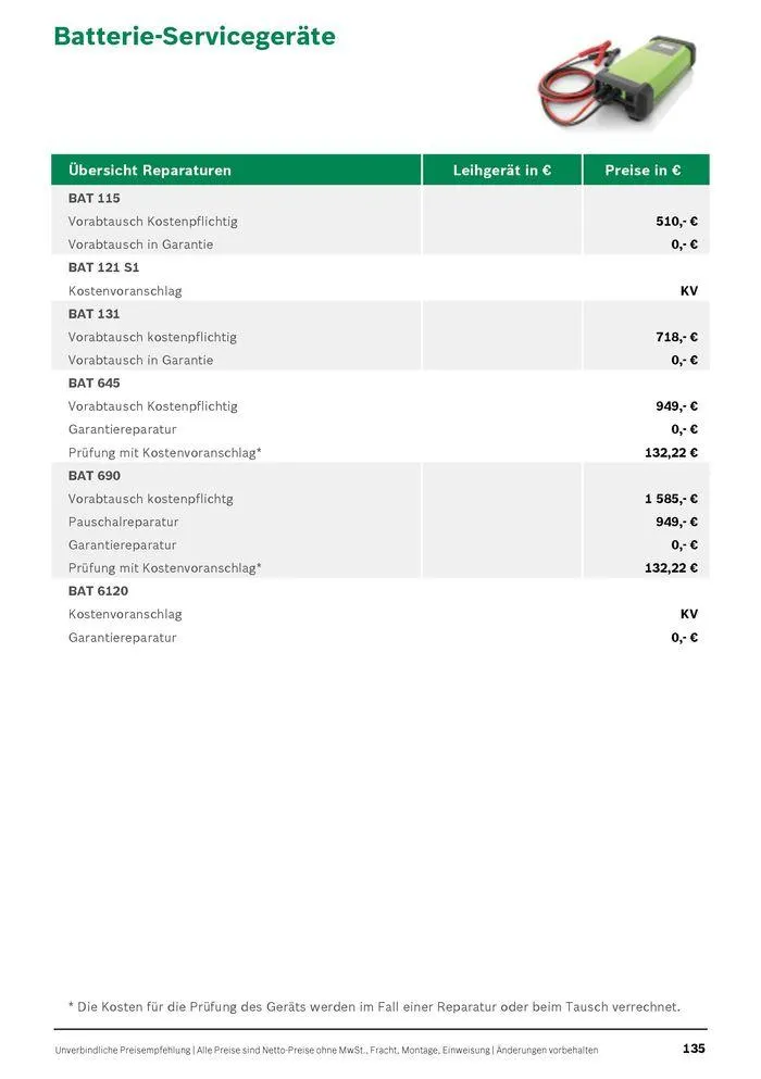 Werkstattausrüstung von Bosch von 21. Mai bis 31. Dezember 2024 - Flugblätt seite 135