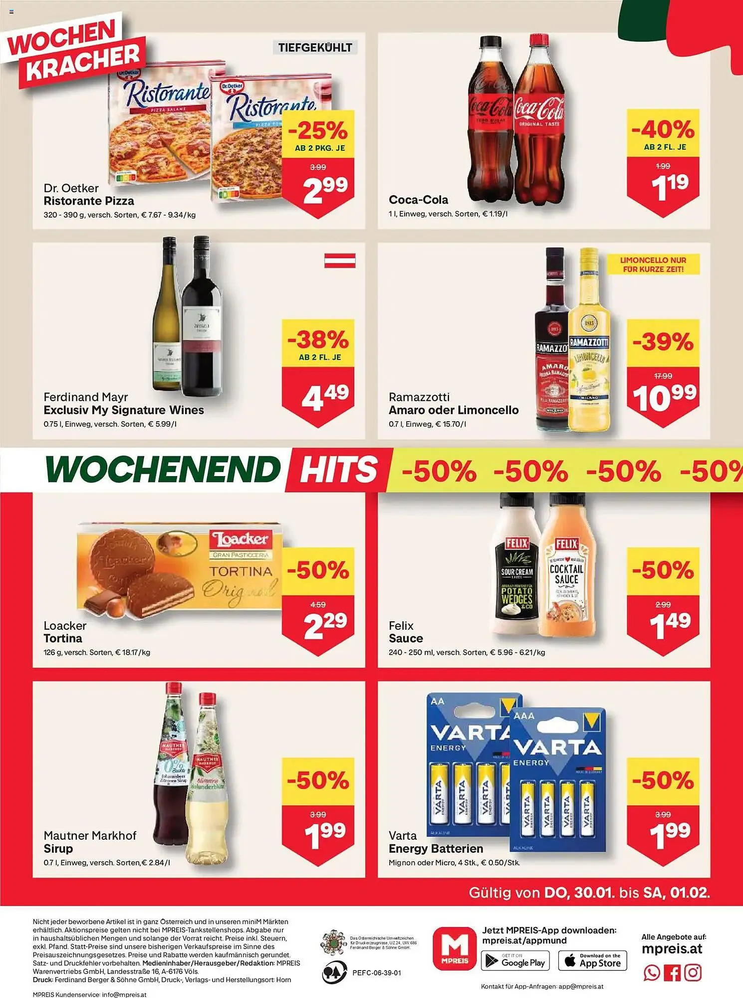 MPreis Flugblatt von 30. Jänner bis 5. Februar 2026 - Flugblätt seite  16