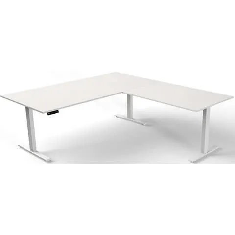 Schreibtisch elektrisch höhenverstellbar weiß 200x100+120x80cm KERKMANN 10382510