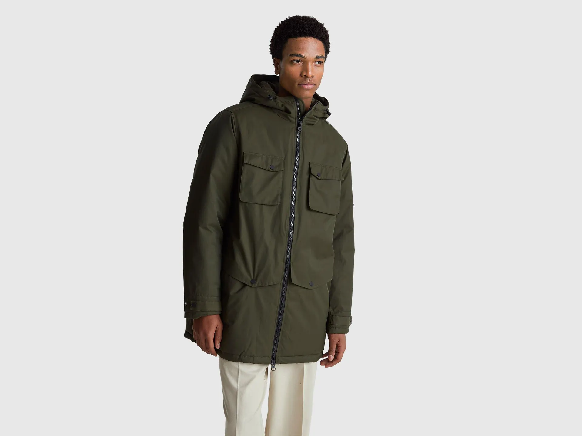 Gefütterter Parka aus Baumwolle und Nylon