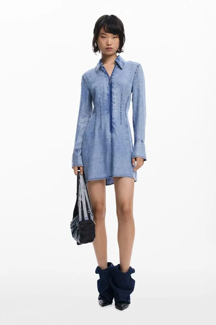 Langärmliges Denim-Kleid