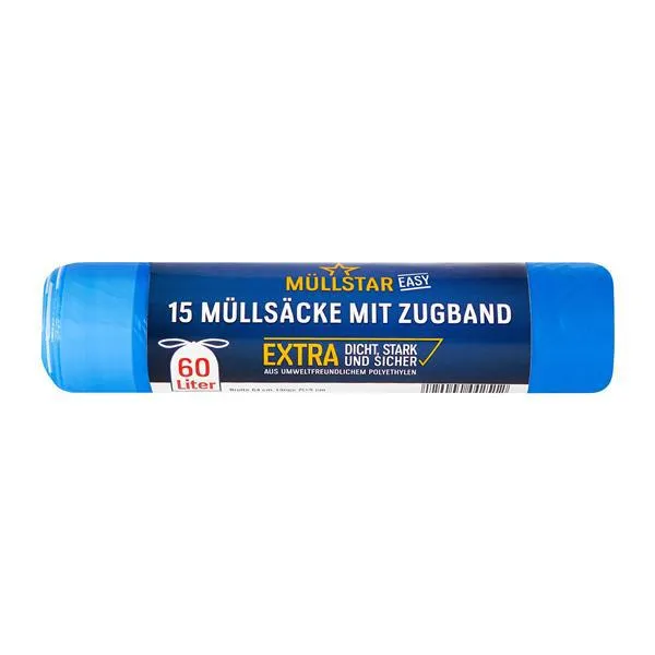 Müllstar Müllsäcke mit Zugband 60L