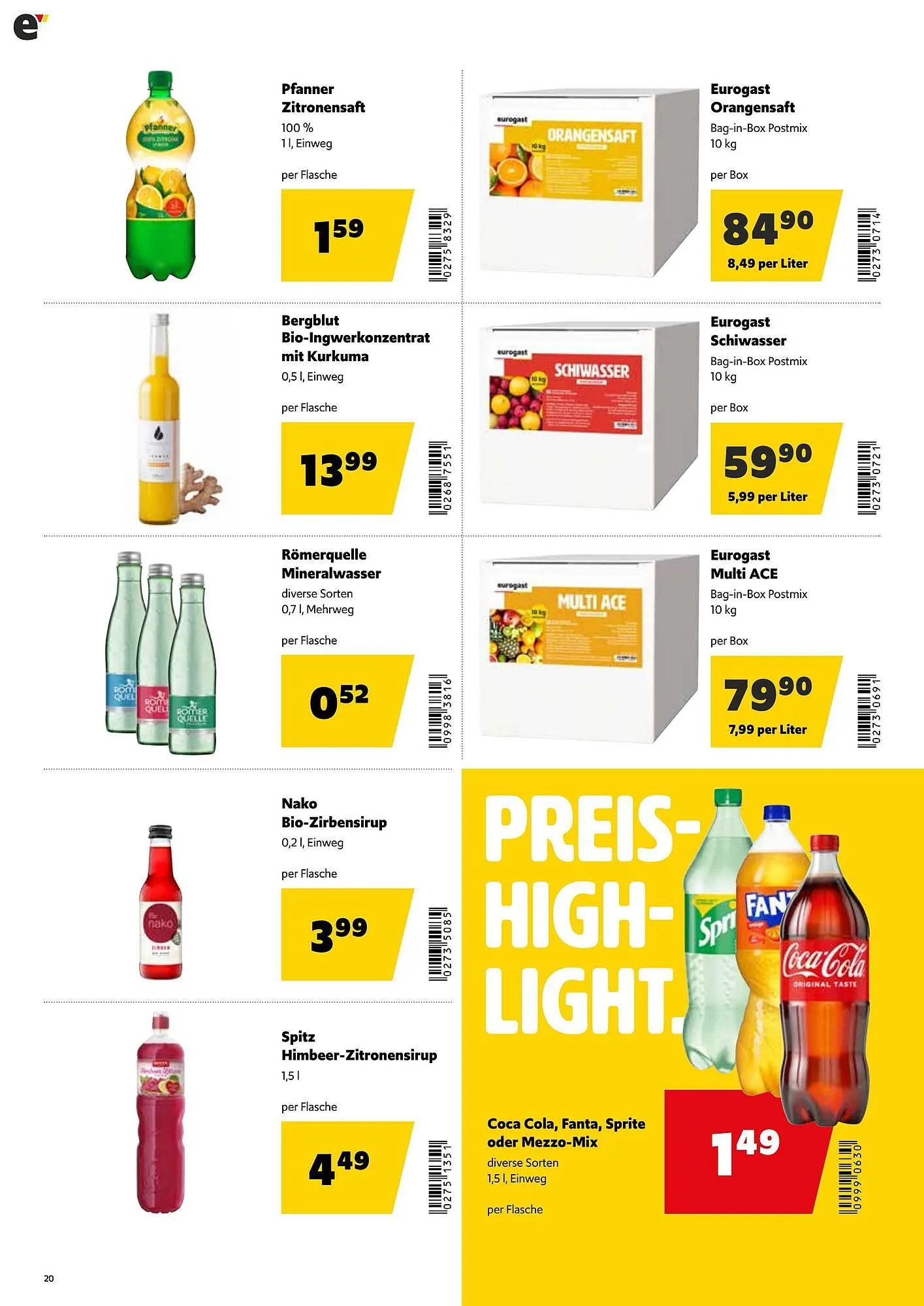 Eurogast Grissemann Flugblatt von 17. November bis 29. November 2025 - Flugblätt seite 20