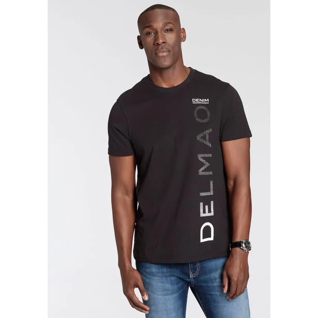 DELMAO T-Shirt Kurzarm, lässiger Print, Rundhalsausschnitt, aus Baumwolle