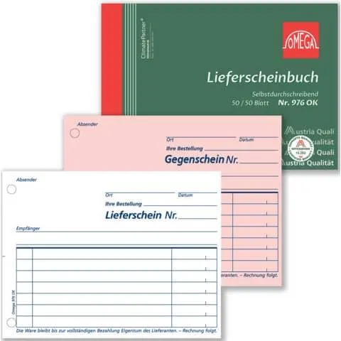 Lieferscheinbuch A6 quer 2x50Blatt selbstdurchschreibend OMEGA 976OK