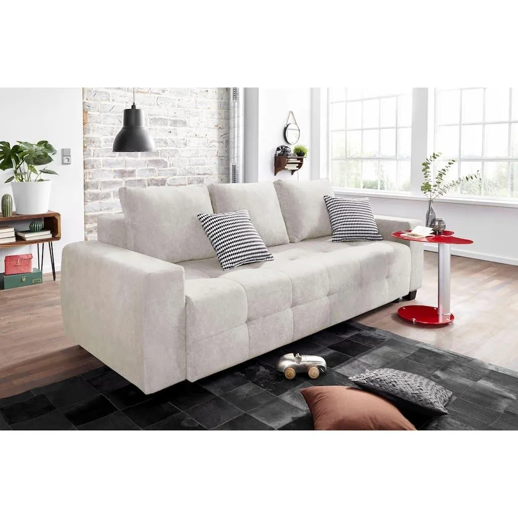 OTTO home Schlafsofa »Bella, B: 241 cm, Liegefl. 142x194 cm« Bettfunktion, Bettkasten & 2 Zierkissen, Federkern