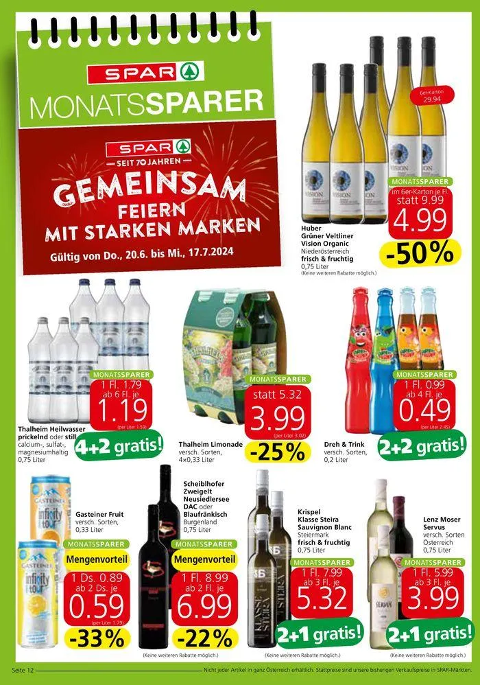 Spar flugblatt von 19. Juni bis 3. Juli 2024 - Flugblätt seite 12