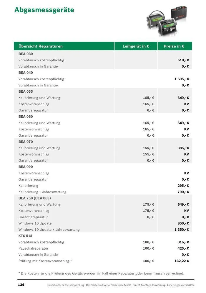 Werkstattausrüstung von Bosch von 21. Mai bis 31. Dezember 2024 - Flugblätt seite 134