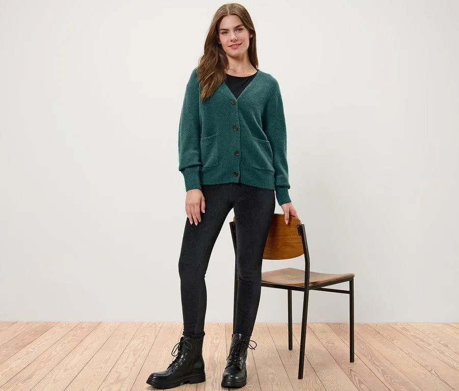 Strickjacke mit Wolle, dunkelgrün