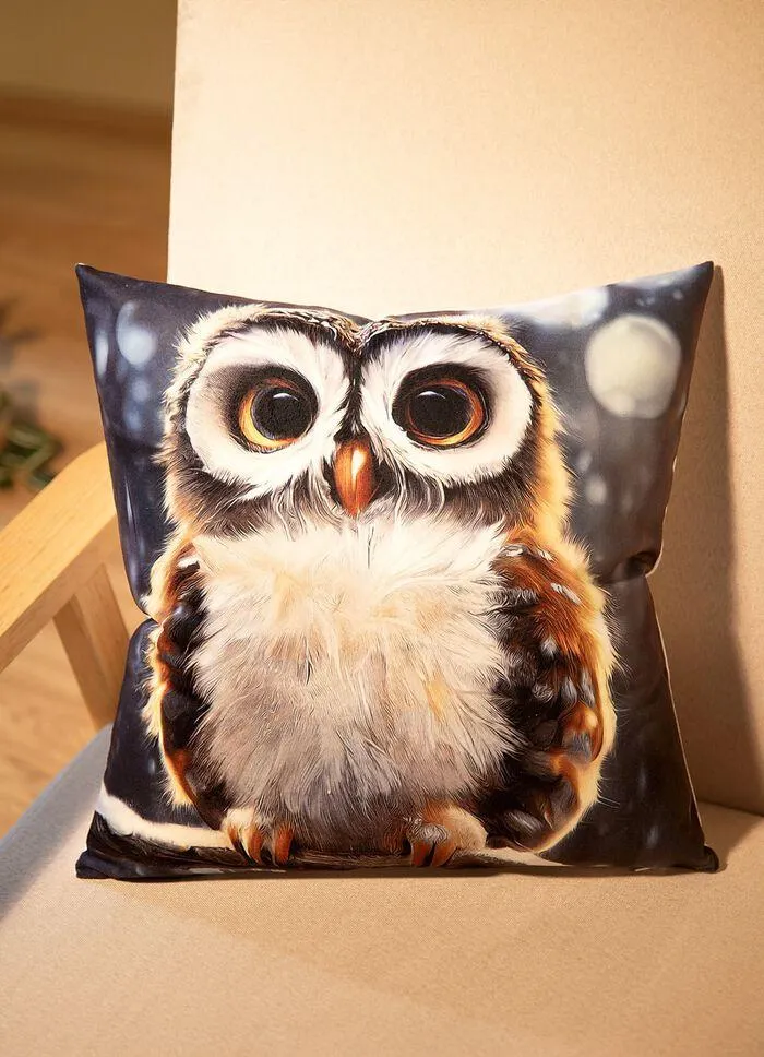 Kissenbezug in Samtoptik mit Eulen-Motiv
