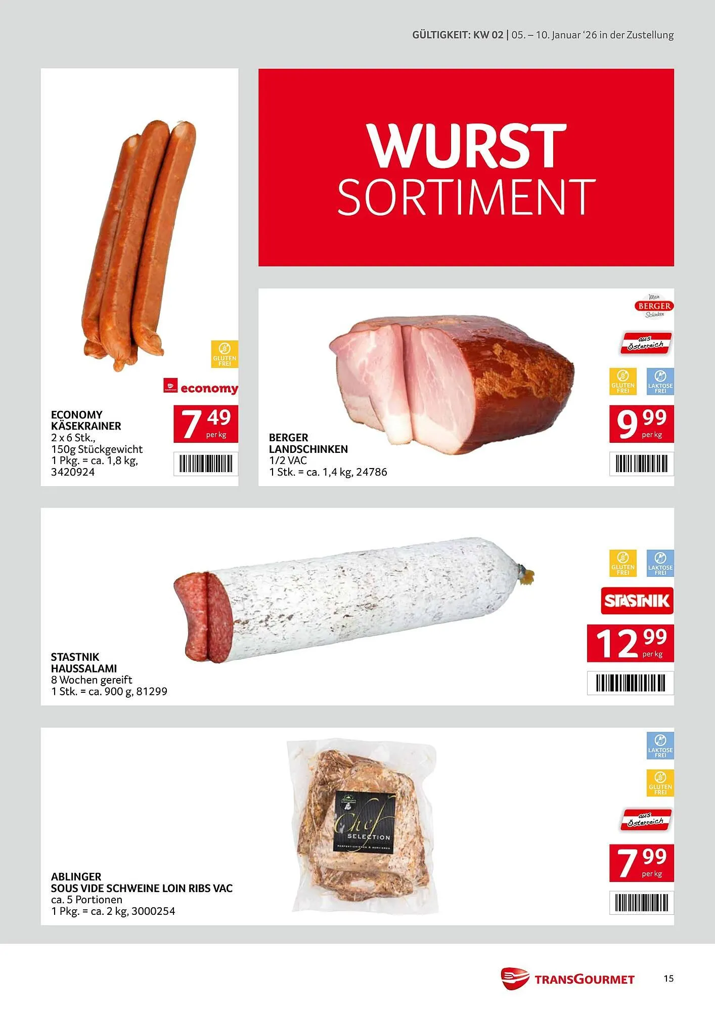 Transgourmet Flugblatt von 5. Jänner bis 10. Jänner 2026 - Flugblätt seite  15
