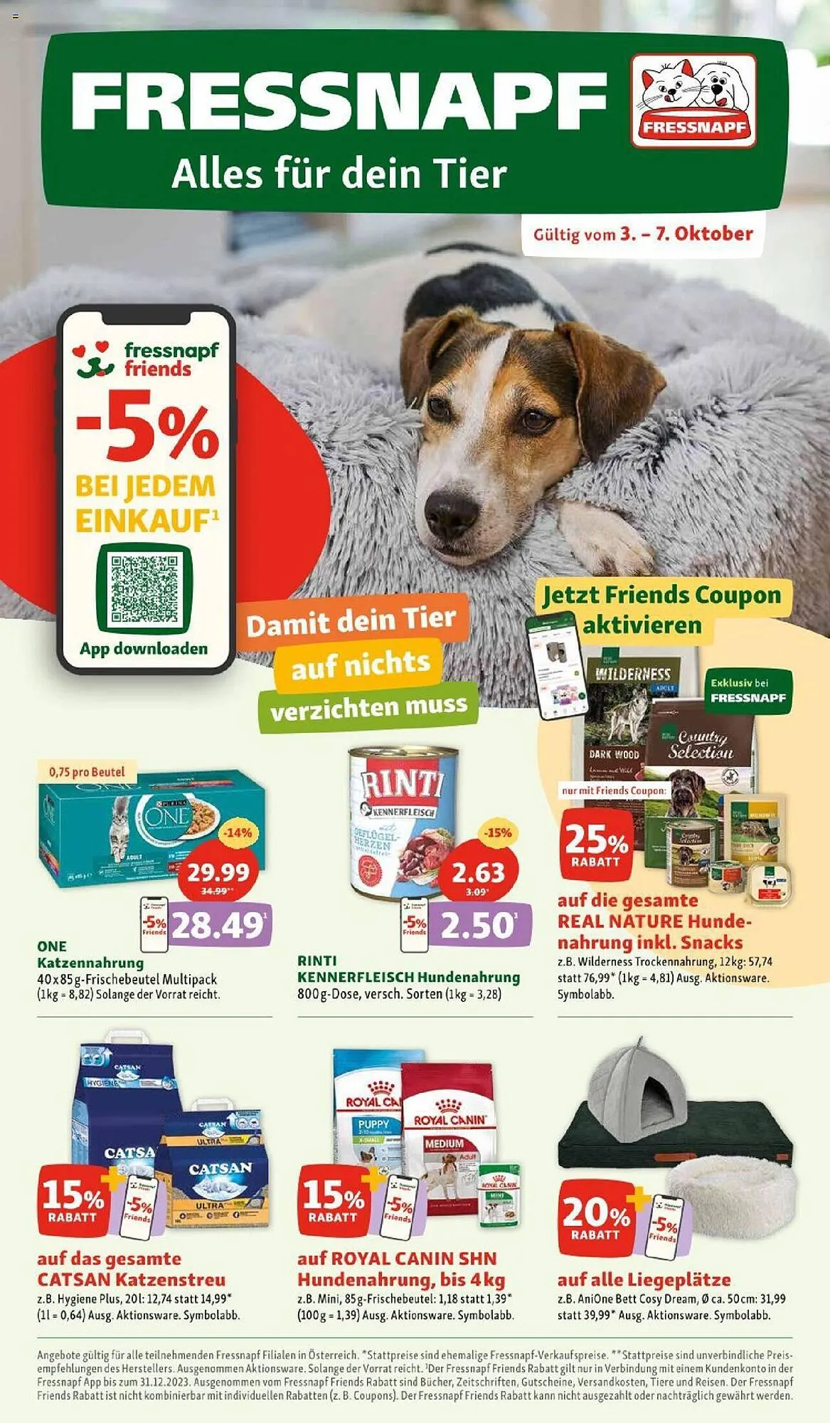 Fressnapf Flugblatt von 3. Oktober bis 7. Oktober 2023 - Flugblätt seite 1