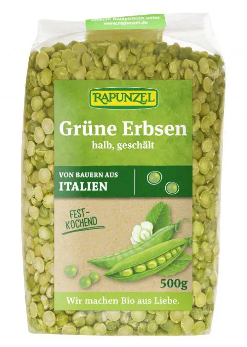 Rapunzel Erbsen grün, halb, geschält 500g