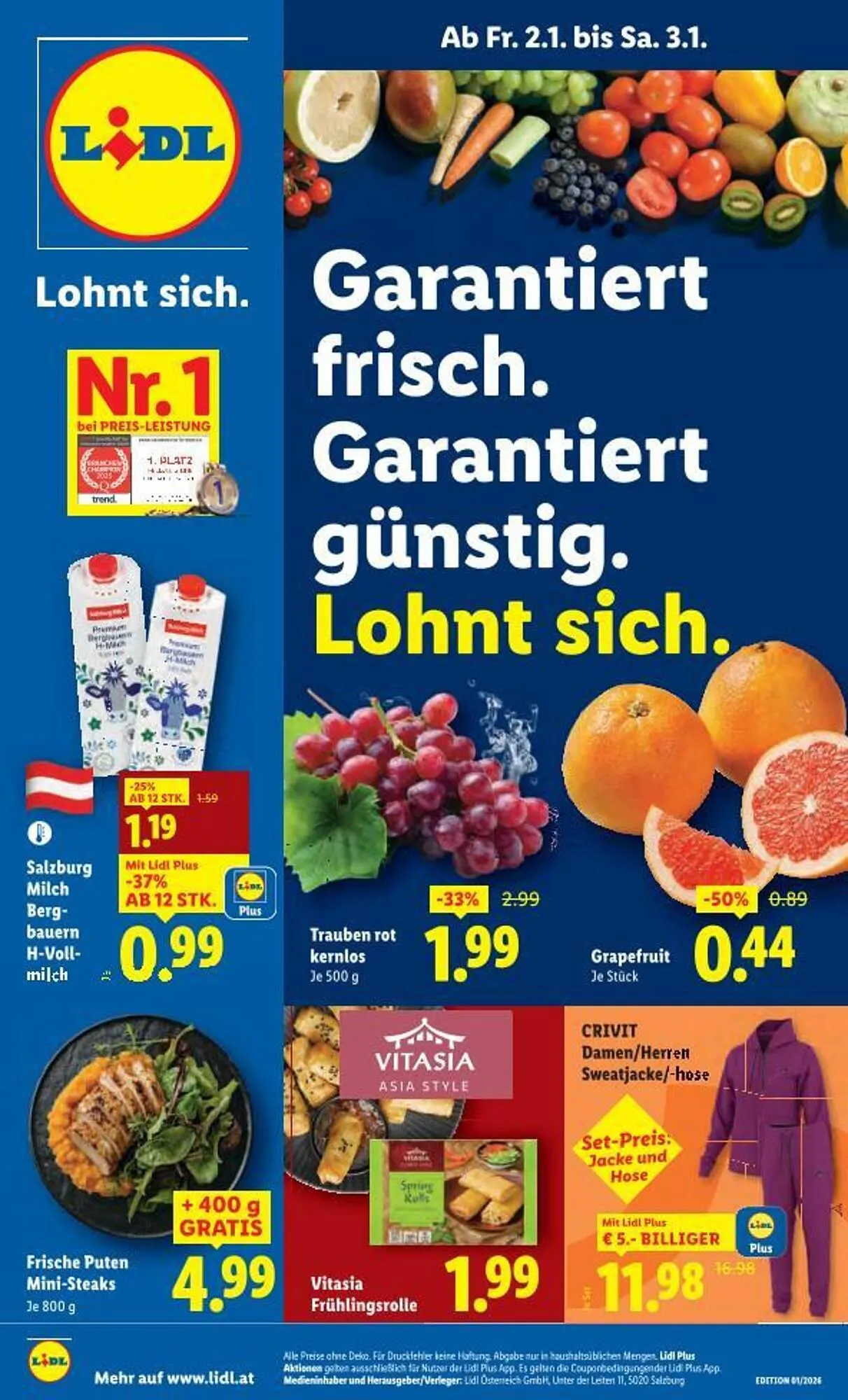 Lidl Flugblatt von 2. Jänner bis 7. Jänner 2026 - Flugblätt seite  1