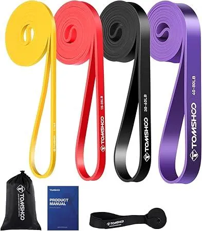 TOMSHOO Resistance Bands Set, Widerstandsbänder Fitnessbänder Klimmzugband Trainingsband mit Türanker, Aufbewahrungstasche, Mehreren Widerstandsstufen, für Krafttraining, Stretching