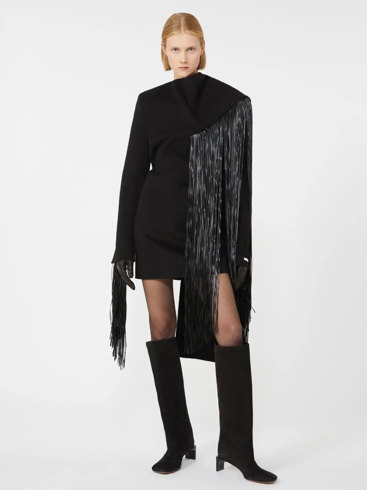 Minikleid mit Fransen - Schwarz