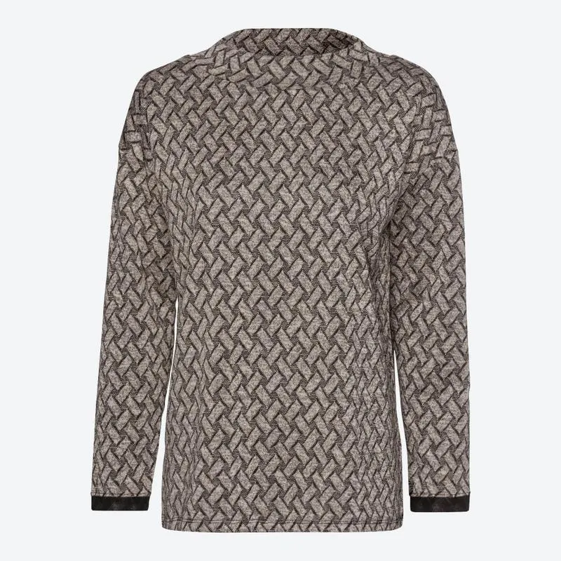 Damen-Jacquard-Pullover mit hohem Kragen