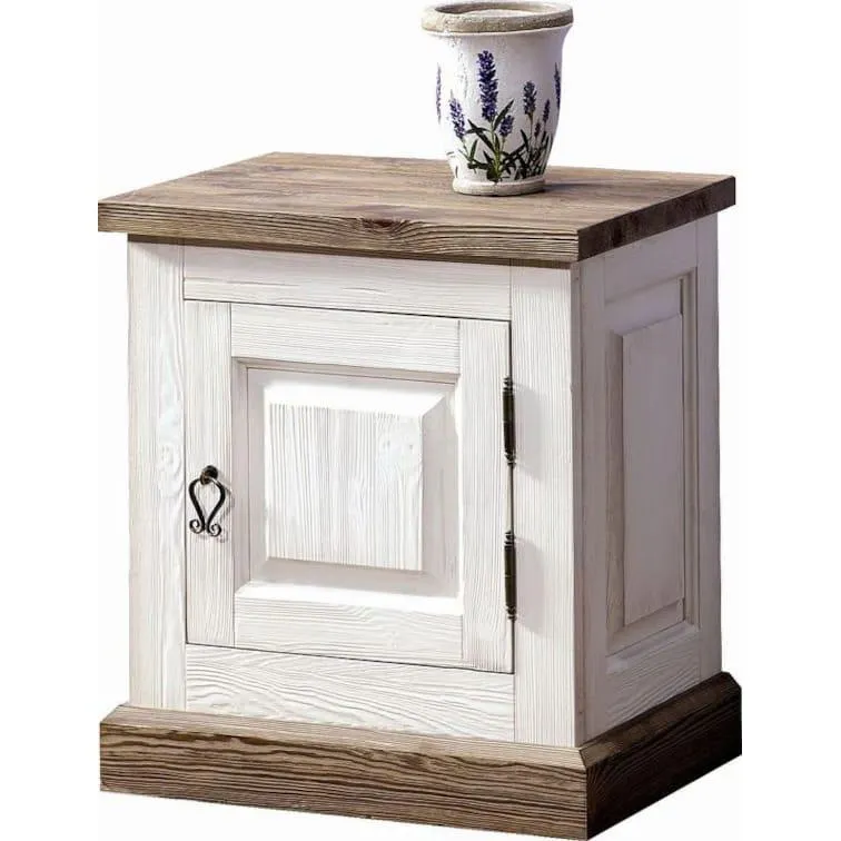 Easy Möbel Nachtkommode "Kilkis" Kiefer altweiß 39, Türanschlag Rechts - 55 x 50 x 35