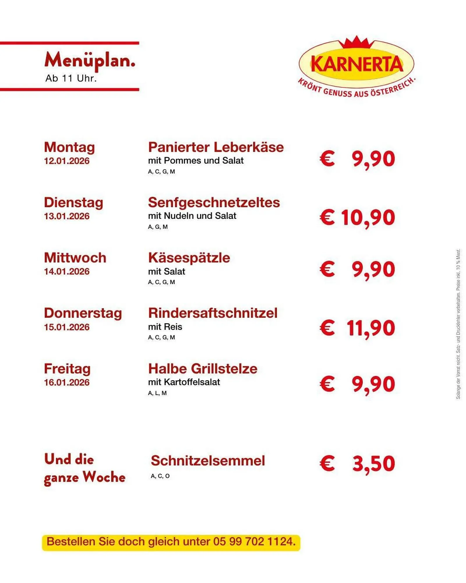 Karnerta Flugblatt von 12. Jänner bis 16. Jänner 2026 - Flugblätt seite  1