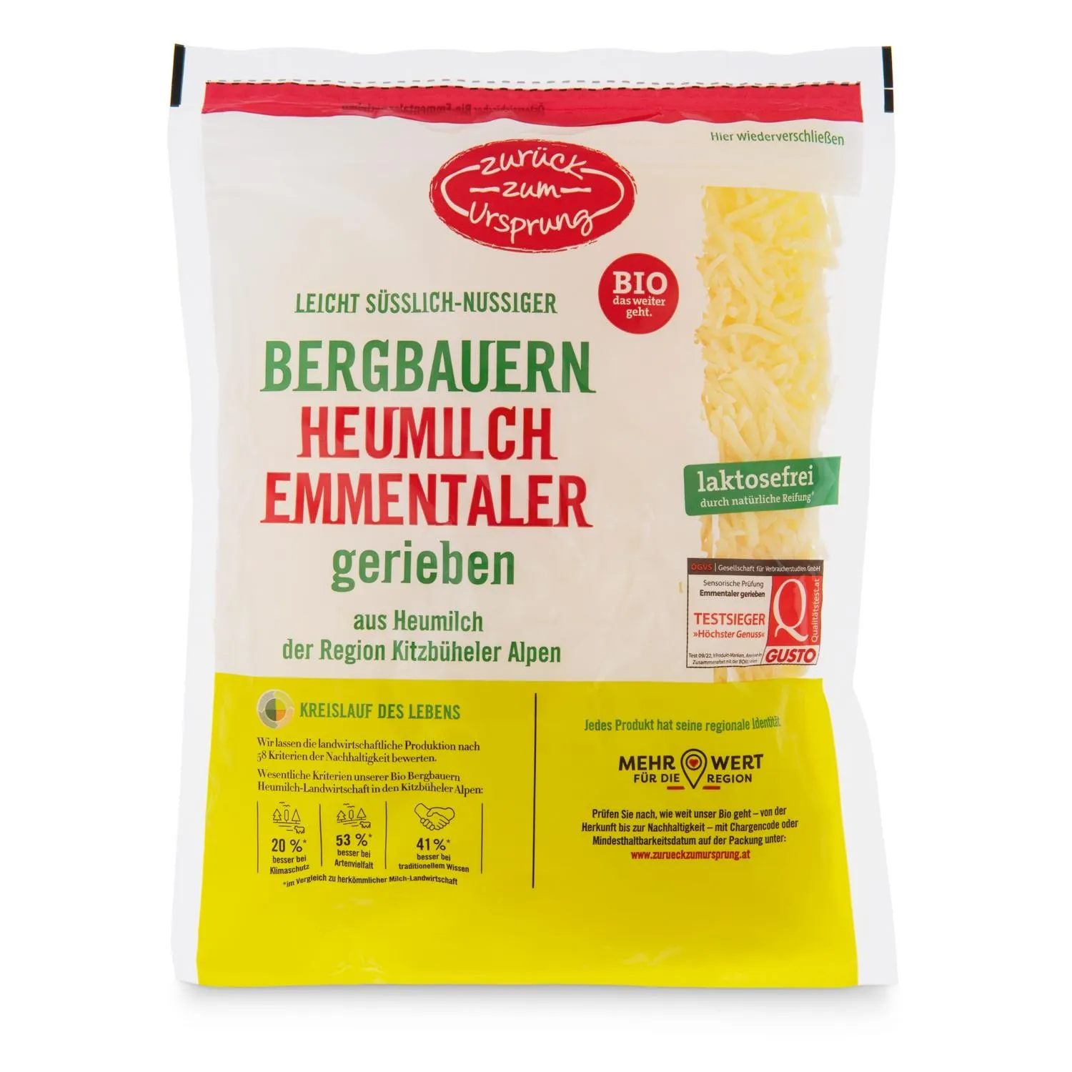 ZURÜCK ZUM URPSRUNG Heumilch Emmentaler gerieben