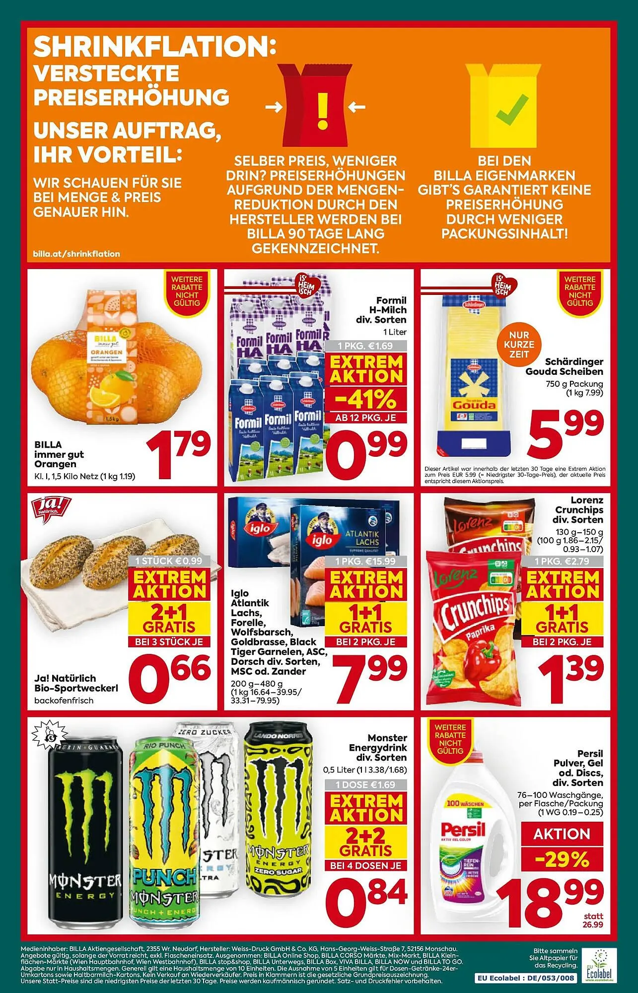 Billa Flugblatt von 8. Jänner bis 14. Jänner 2026 - Flugblätt seite 20