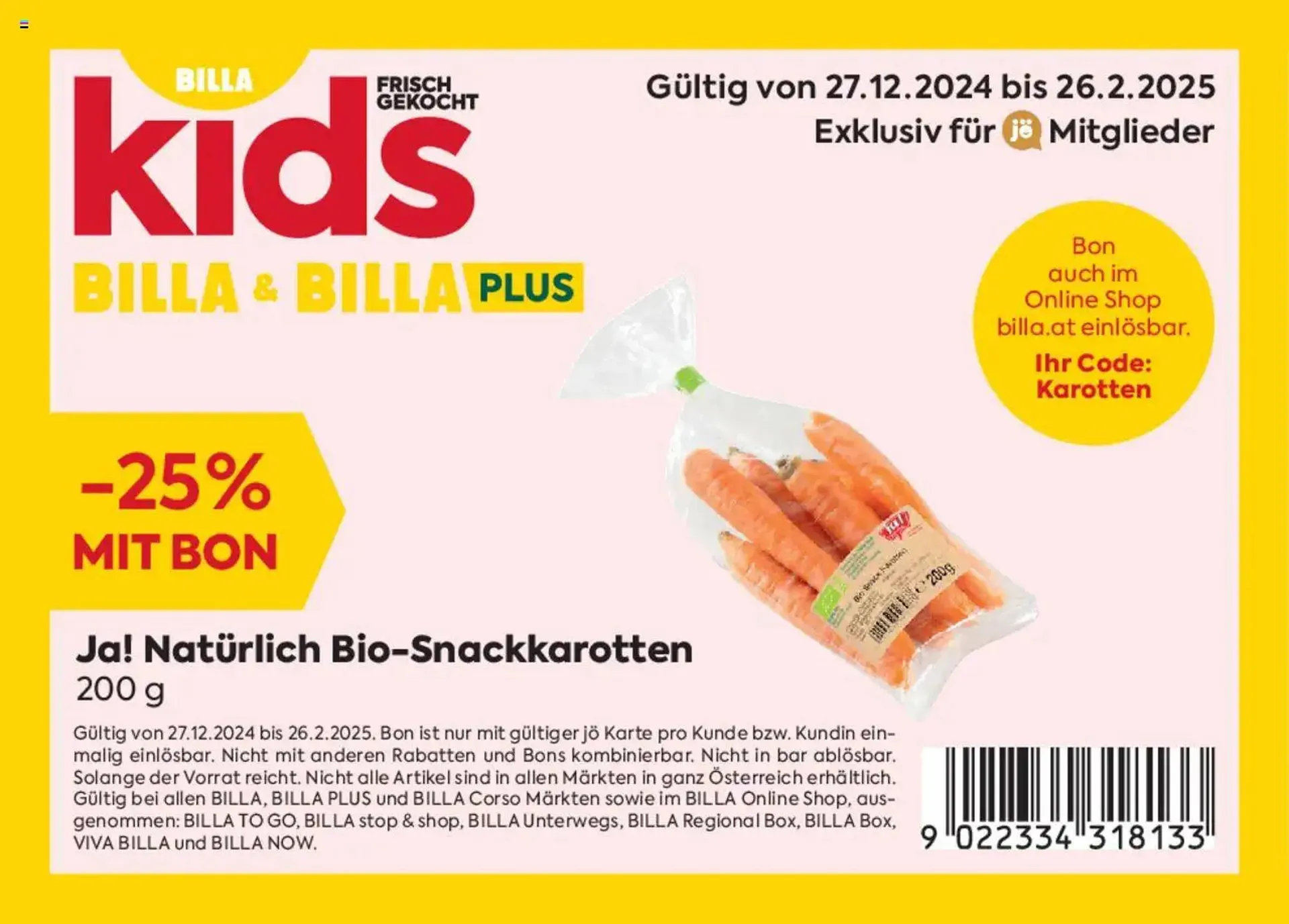 Billa Flugblatt von 27. Dezember bis 26. Februar 2025 - Flugblätt seite  1