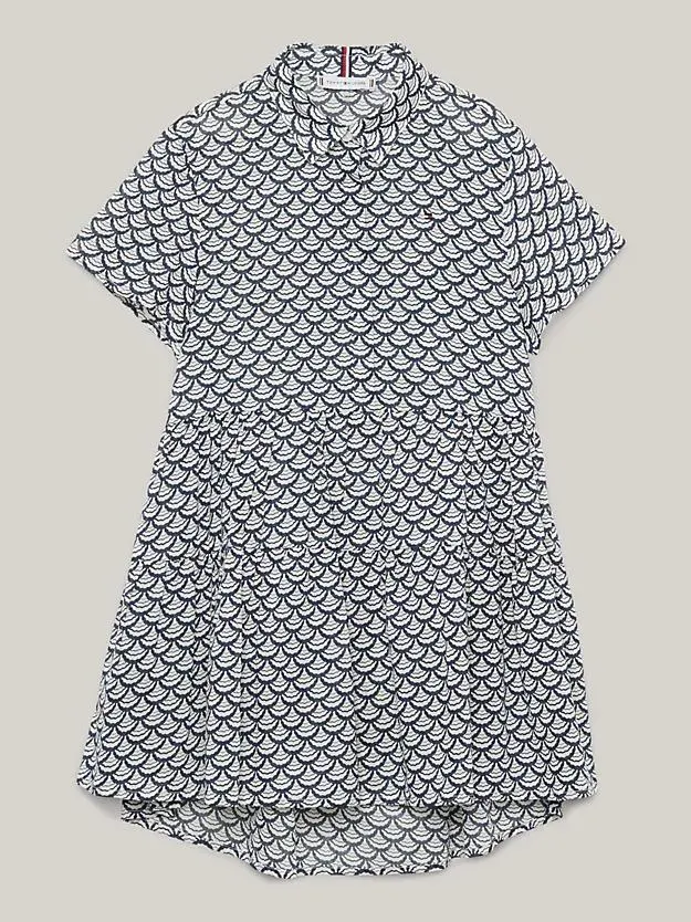 Oversized Fit Mini-Hemdkleid mit Muschel-Print