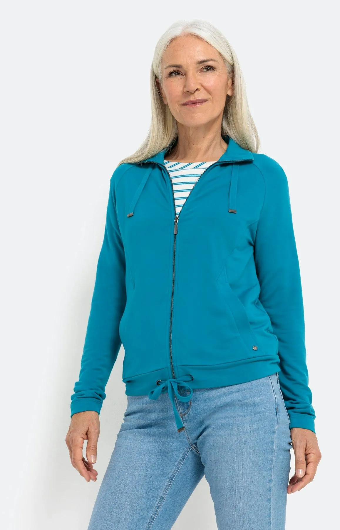 Sweatjacke mit hohem Kragen und 1/1-Arm