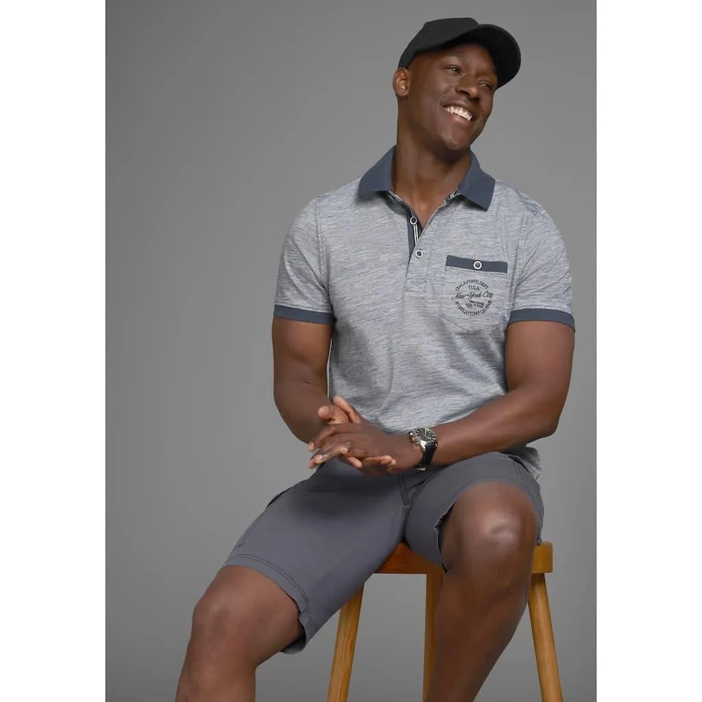 Man's World Poloshirt Kurzarm, Regular Fit, melierte Struktur, Rundhalsausschnitt