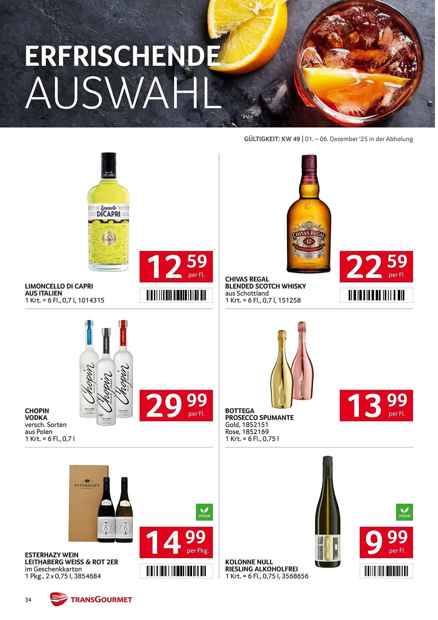 Transgourmet Flugblatt von 1. Dezember bis 7. Dezember 2025 - Flugblätt seite  34