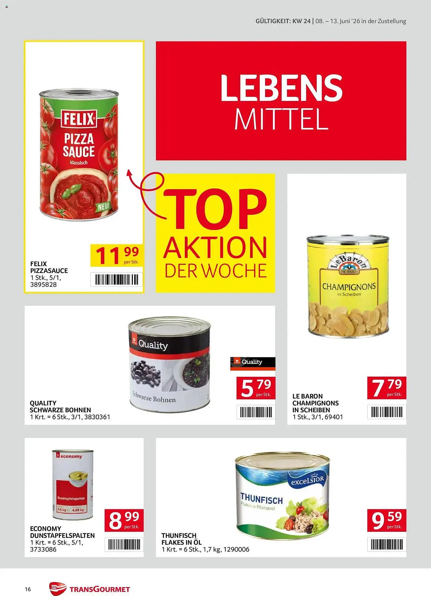 Transgourmet Flugblatt von 8. Juni bis 13. Juni 2026 - Flugblätt seite  16