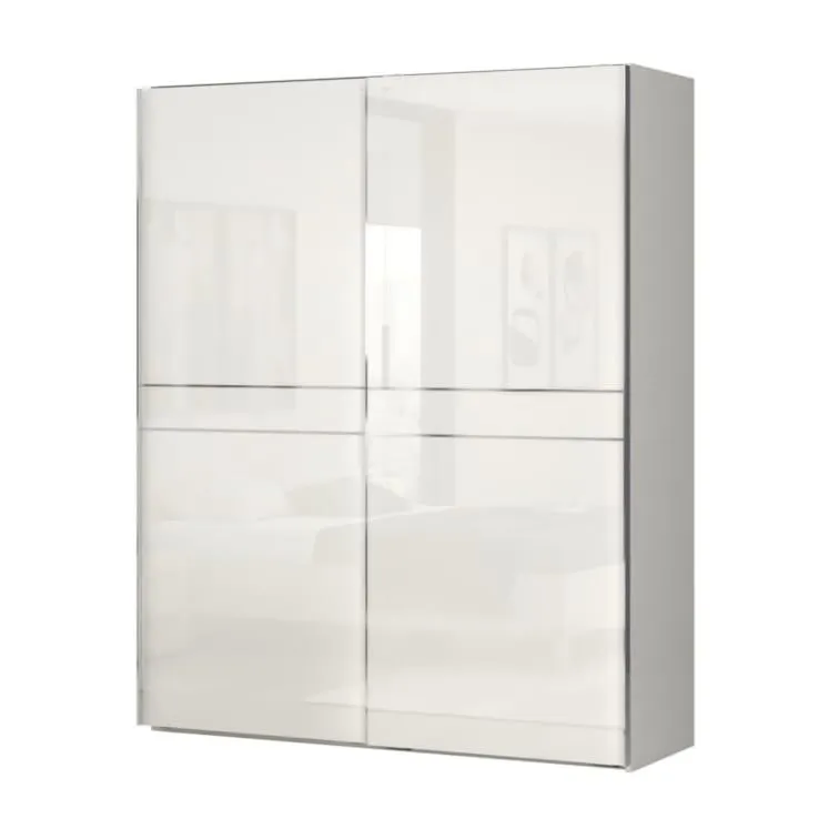 Steiner Shopping Schwebetürenschrank / Kleiderschrank Siumu 05, Farbe: Beige / Beige Hochgla