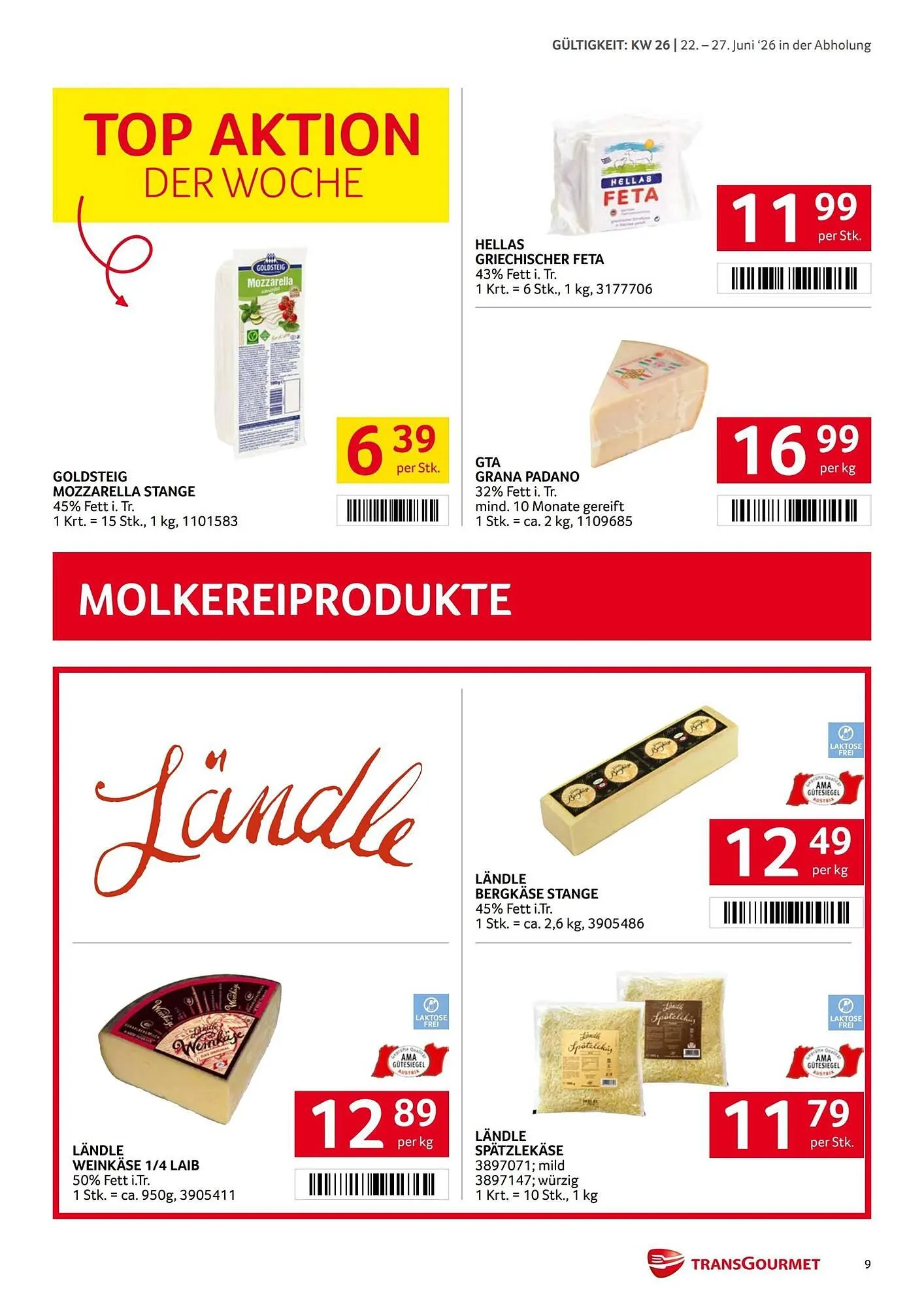 Transgourmet Flugblatt von 22. Juni bis 27. Juni 2026 - Flugblätt seite  9