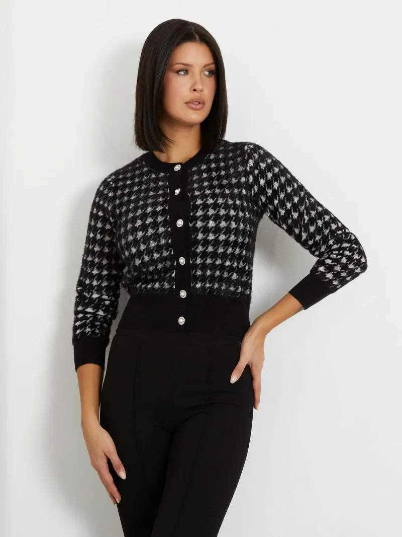 Cardigan mit hahnentritt-muster