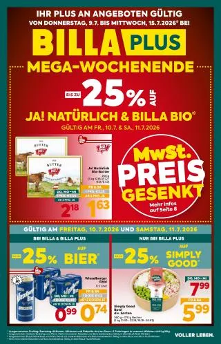 BILLA PLUS Flugblatt von 9. Juli bis 15. Juli 2026 - Flugblätt seite 1
