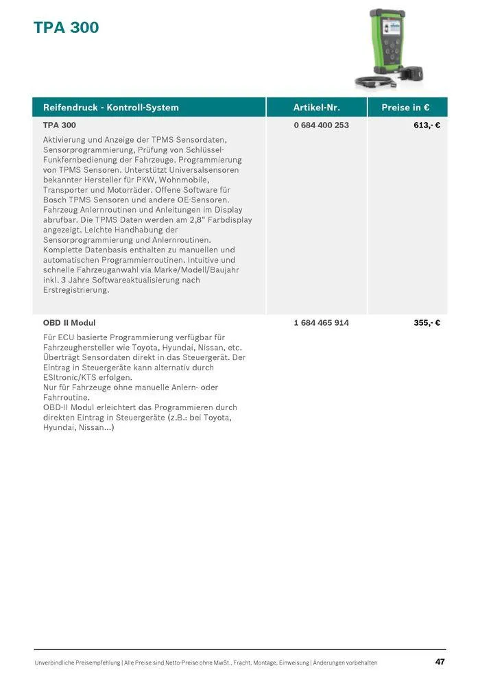 Werkstattausrüstung von Bosch von 21. Mai bis 31. Dezember 2024 - Flugblätt seite  47