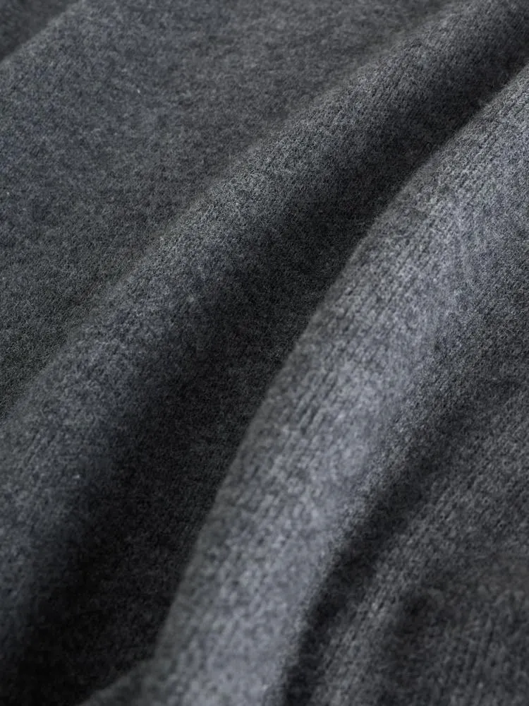 Anthrazitgrau - Weicher 2-in-1-Pullover mit Spitzenrock