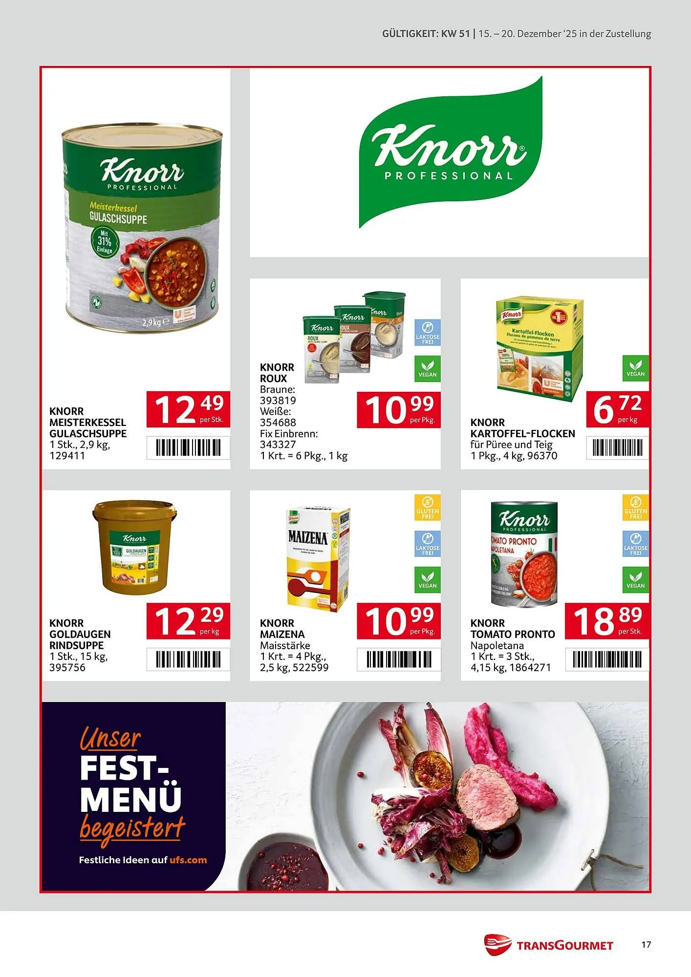 Transgourmet Flugblatt von 15. Dezember bis 20. Dezember 2025 - Flugblätt seite  17