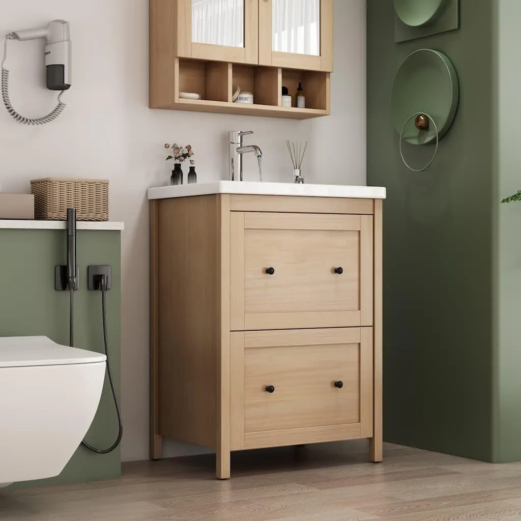 welltime Waschtisch »Stockholm« Komplett-Set, Waschplatz mit 2 Auszügen und Softclose Breite 60cm