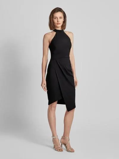 Knielanges Cocktailkleid mit Neckholder in black