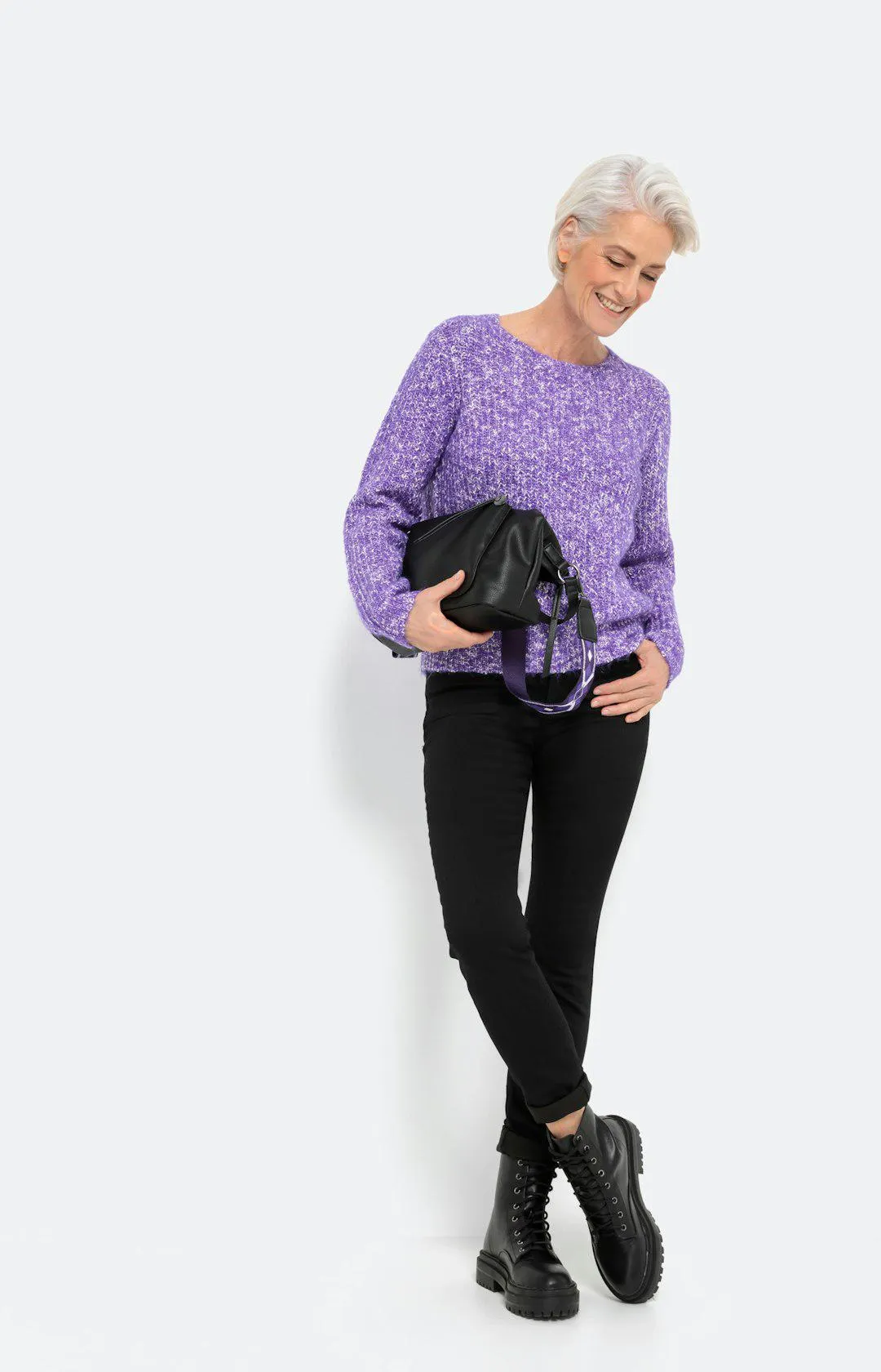 Feinstrickpullover in Melange-Optik