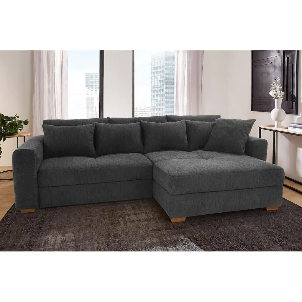 Jockenhöfer Gruppe Ecksofa »Kampen L-Form, B: 288 cm, Liegefl. 153x245 cm« mit Bettfunktion, Bettkasten & Zierkissen, Federkern