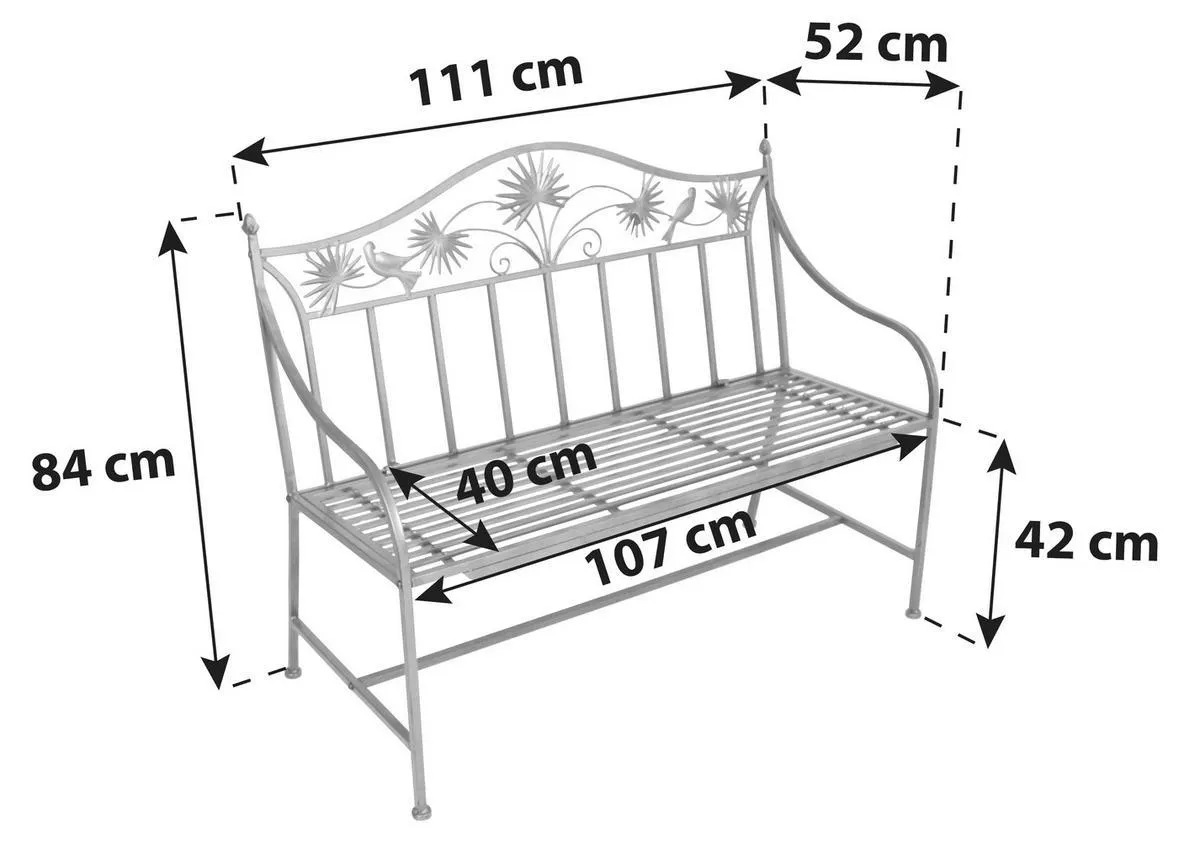 Eisen 2-Sitzer Talin Silberfarben